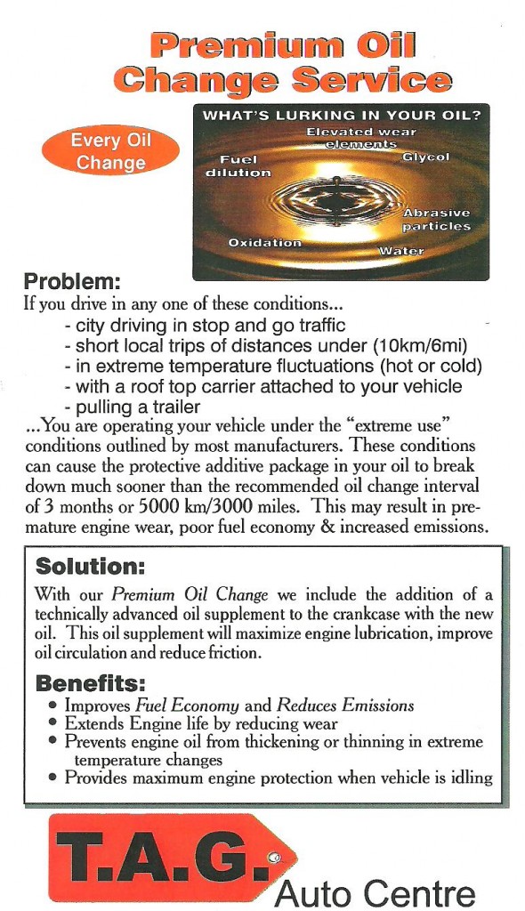 TAG Auto Centre Premium Oil Change Service