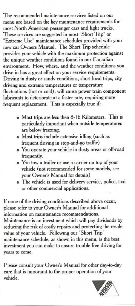 Tag auto Premium Oil Change Service Recommended Maintenance